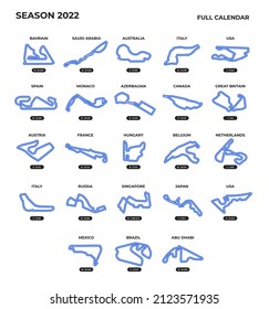 Race tracks, circuit for motorsport and auto sport. Calendar season 2022.