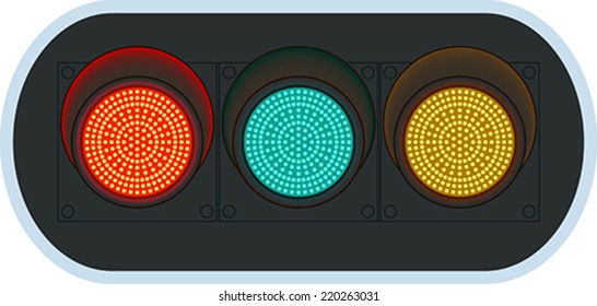 Race traffic lights on white background