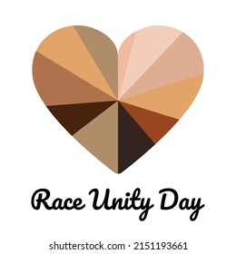 Race Unity Day On June 8. Heart With Different Skin Tones Color. No Racism, Diversity Concept. Anti Racism Square Template, Greeting Card.