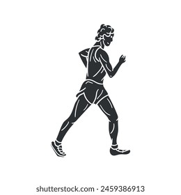 Race Walk Icon Silhouette Illustration. Athletics Vector Graphic Pictogram Symbol Clip Art. Doodle Sketch Black Sign.