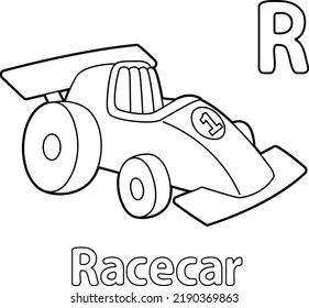 Racecar Alphabet ABC Coloring Page R