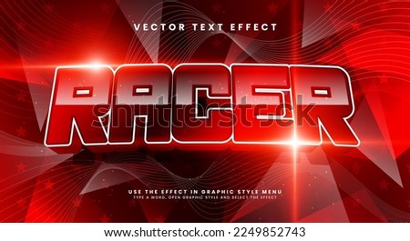 Racer 3d editable text effect suitable for racing competition or automotive requirements.