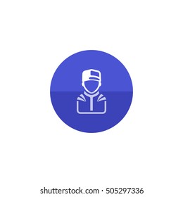 Racer avatar icon in flat color circle style. Sport automotive race rider
