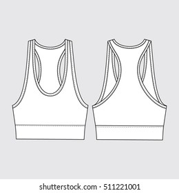 Racer Back Sports Bra Technical Drawing