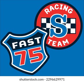 Racer badge vector print illustration