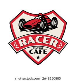 Racer Cafe logo template vector design element vintage style for label or badge retro illustration.
