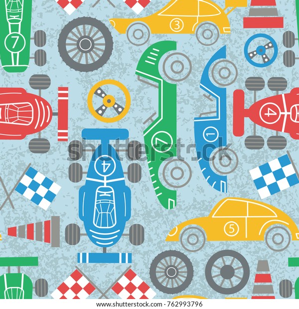 Racer\
championship seamless pattern. Classic sport cars vector\
background. Racing sport illustration.\
