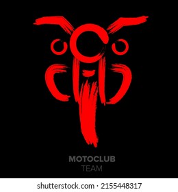 Racer Emblem. Motorbike Poster For Biker Club, Racer Community Logo, Label, Sign. Vector Illustration On The Dark Background, Perfect For Apparel.