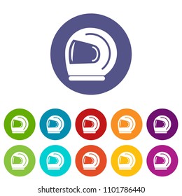 Racer helmet icons color set vector for any web design on white background