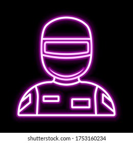 Racer icon. Glowing sign logo vector