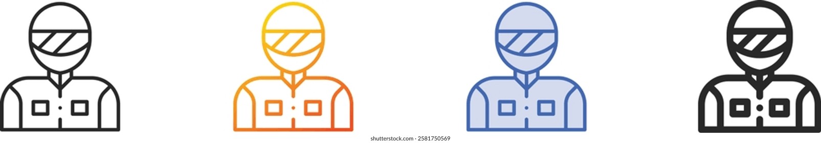 racer icon.Thin Linear, Gradient, Blue Stroke and bold Style Design Isolated On White Background