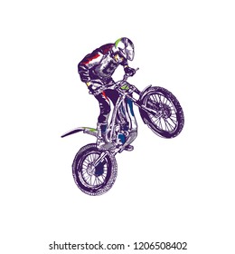 racer jumps on a motorcycle