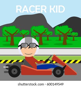 Racer kid illustration