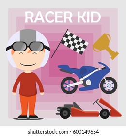Racer kid illustration