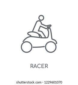 Racer linear icon. Modern outline Racer logo concept on white background from Professions collection. Suitable for use on web apps, mobile apps and print media.