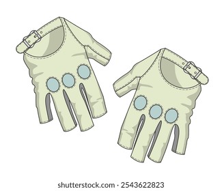 Diseño de guantes de motocicleta de carreras dibujo técnico de adobe illustrator.