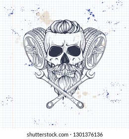 Racer skull with helmet