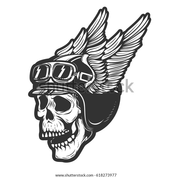 Racer Skull Winged Helmet Isolated On Stock Vector (Royalty Free) 618273977