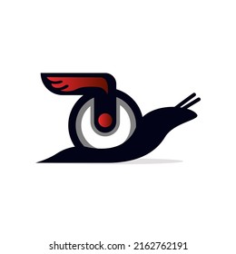 Racer snail logo design, nature animal symbol illustration template, turbo