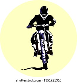 Racer and sport motocross bike vector icon