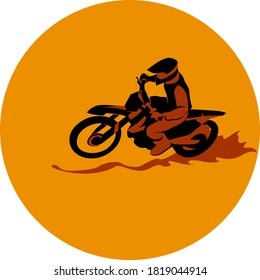 Racer and sport motocross bike vector icon