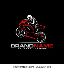 Racer sportbike wheelie logo template