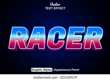 racer text effect with graphic style and editable.