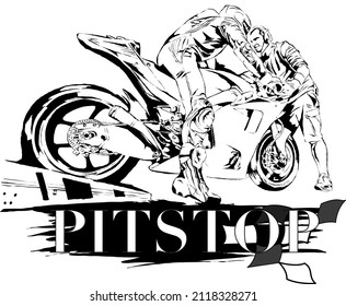 A racer who is in a pitstop with a mecanic