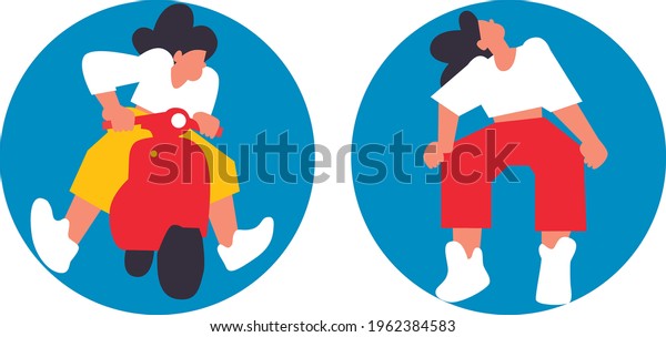 Racer woman icon vector illustration.\
Silhouette of a woman, motorcycle, sportswoman. Vector\
illustration. Color icon. For posters and websites.\
