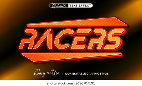 Racers editable text effect, 3d typography in graphic styles