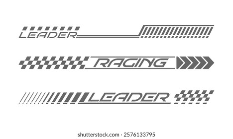 Races. Car sticker template. The design of a team of racers or fans. The idea of printing on clothes and souvenirs and creative ideas