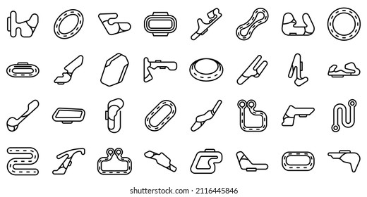 Racetrack Icons Set Outline Vector. Track Map. Grand Prix