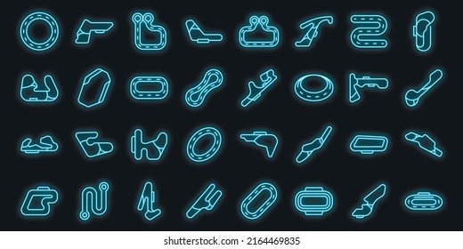 Racetrack Icons Set Outline Vector. Track Map. Grand Prix Vector Neon