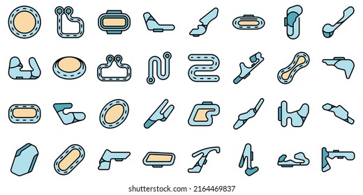 Racetrack Icons Set Outline Vector. Track Map. Grand Prix