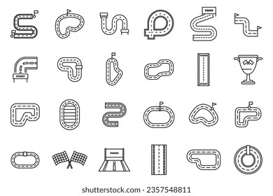 Racetrack icons set outline vector. Map track. Grand prix