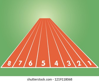 Racetrack lines with numbers in the stadium for competition from start position vector illustration