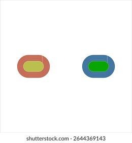 Racetrack or running track icon set. Stadium top view. Sports arena for sprint, marathon or other athletic competitions isolated on white background. Vector outline illustration.