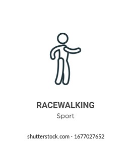 Racewalking outline vector icon. Thin line black racewalking icon, flat vector simple element illustration from editable sport concept isolated stroke on white background