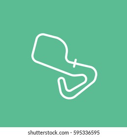Raceway Flat Icon On Green Background