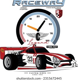 raceway legend,vector car illustration design graphic printing