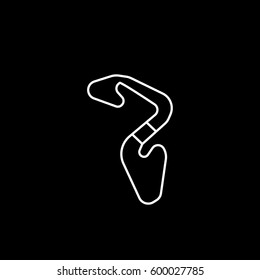 Raceway Line Icon On Black Background