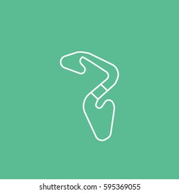 Raceway Line Icon On Green Background