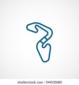 Raceway Race Track Blue Flat Icon On White Background