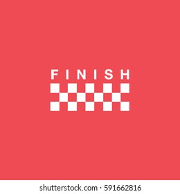 Raceway Race Track Finish Flat Icon On Red Background