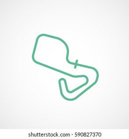 Raceway Race Track Flat Icon On White Background