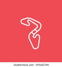 Raceway Race Track Flat Icon On Red Background