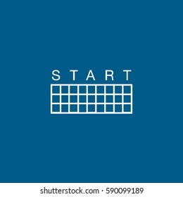 Raceway Race Track Start Icon On Blue Background