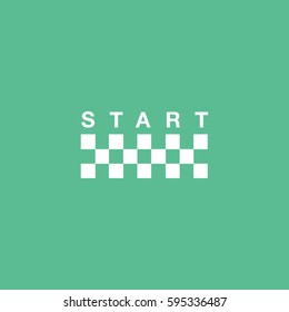 Raceway Start Flat Icon On Green Background