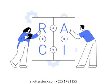 RACI matrix abstract concept vector illustration. Responsibility assignment matrix, linear responsibility chart, project management roles, decision making authorities abstract metaphor.