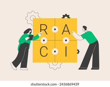 RACI matrix abstract concept vector illustration. Responsibility assignment matrix, linear responsibility chart, project management roles, decision making authorities abstract metaphor.